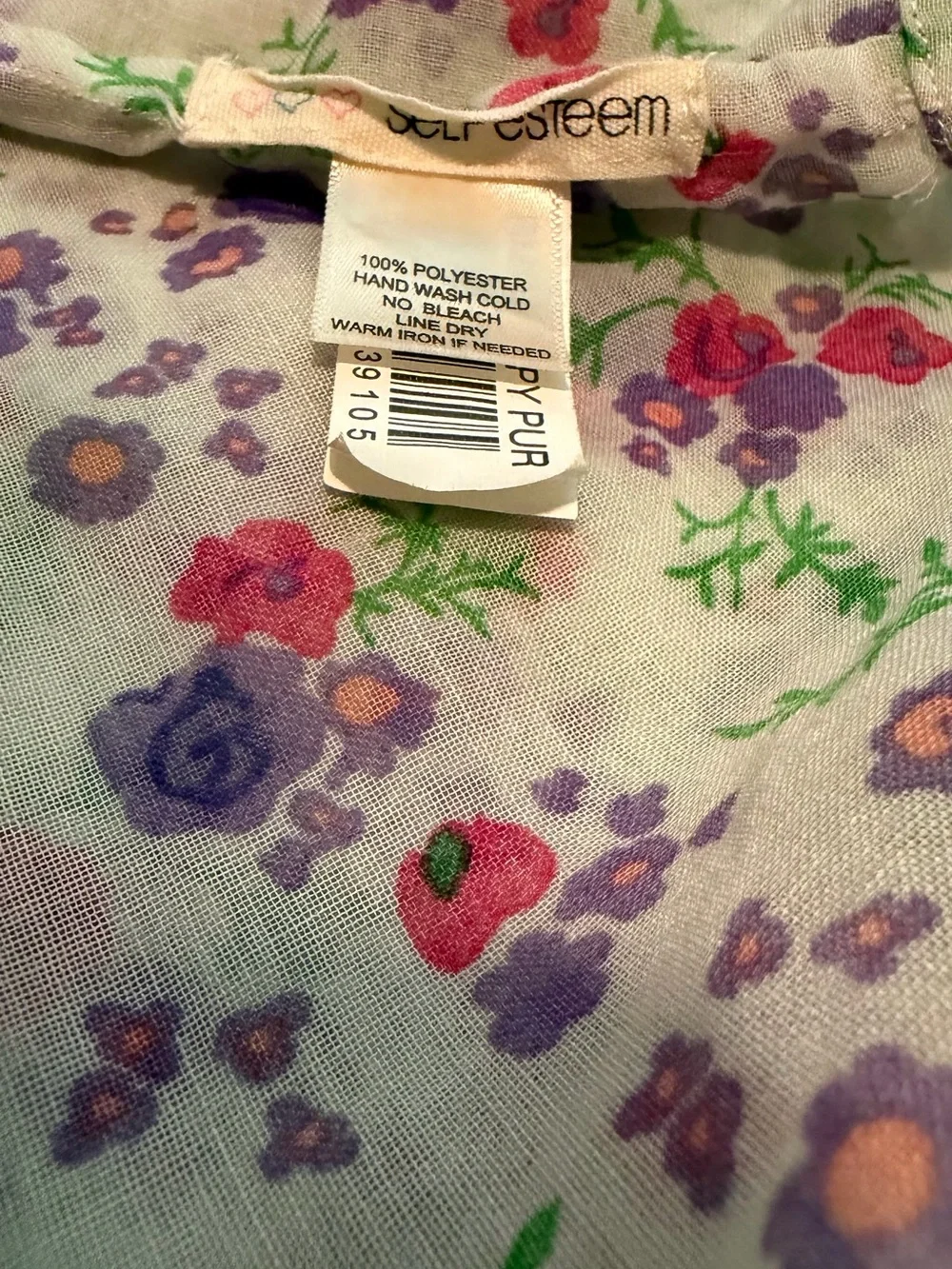 Floral Infinity Scarf /fabric wrap in Cream with Pink & Purple Blooms